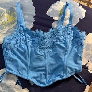 Target Blue Lace Crop Top